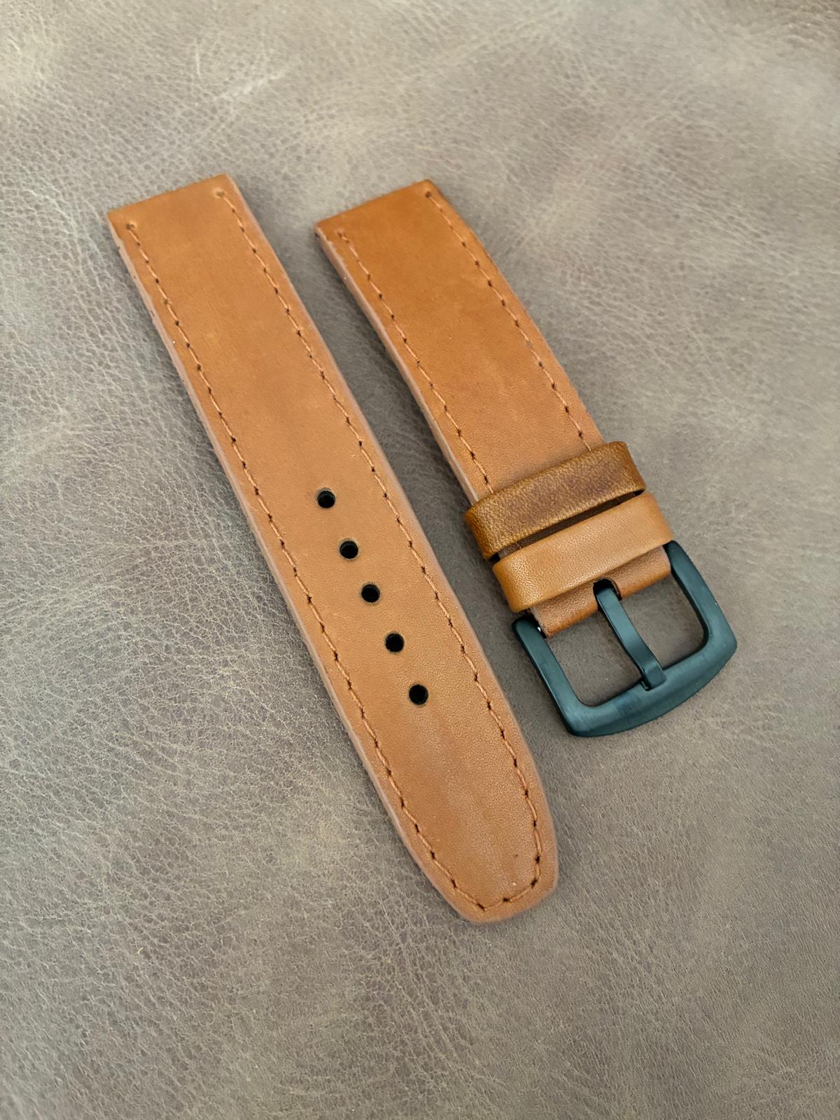 Correa de reloj artesanal 22 mm. – Hebilla negra/plateada