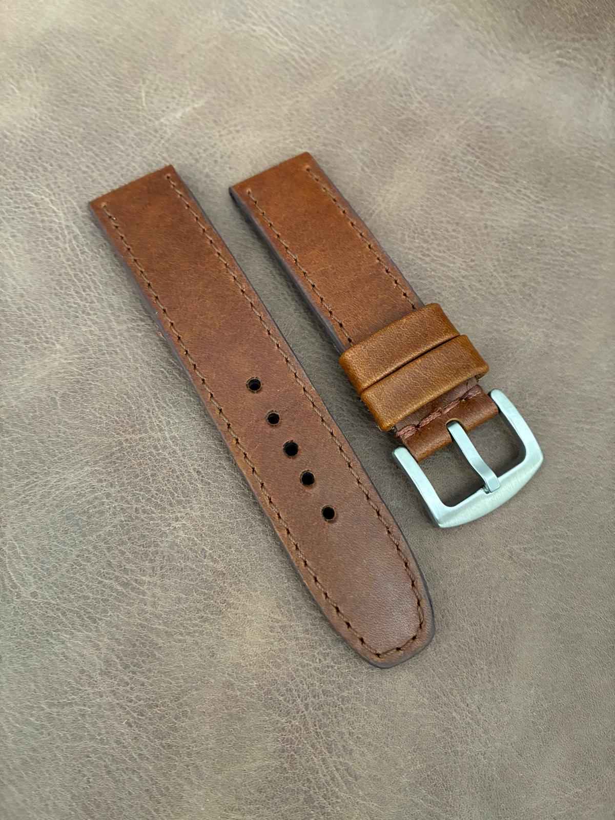 Correa de reloj artesanal 22 mm. – Hebilla negra/plateada