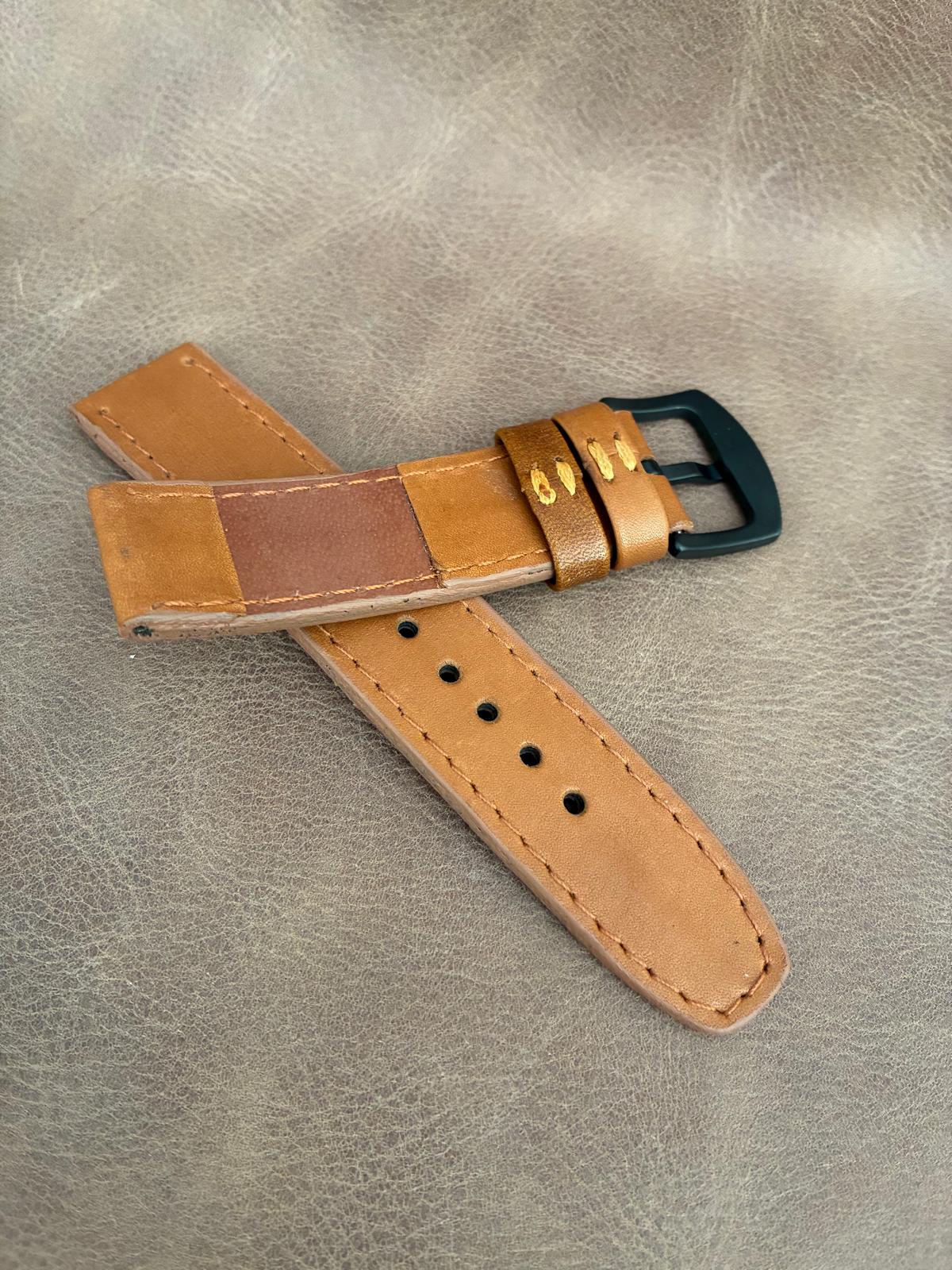 Correa de reloj artesanal 22 mm. – Hebilla negra/plateada