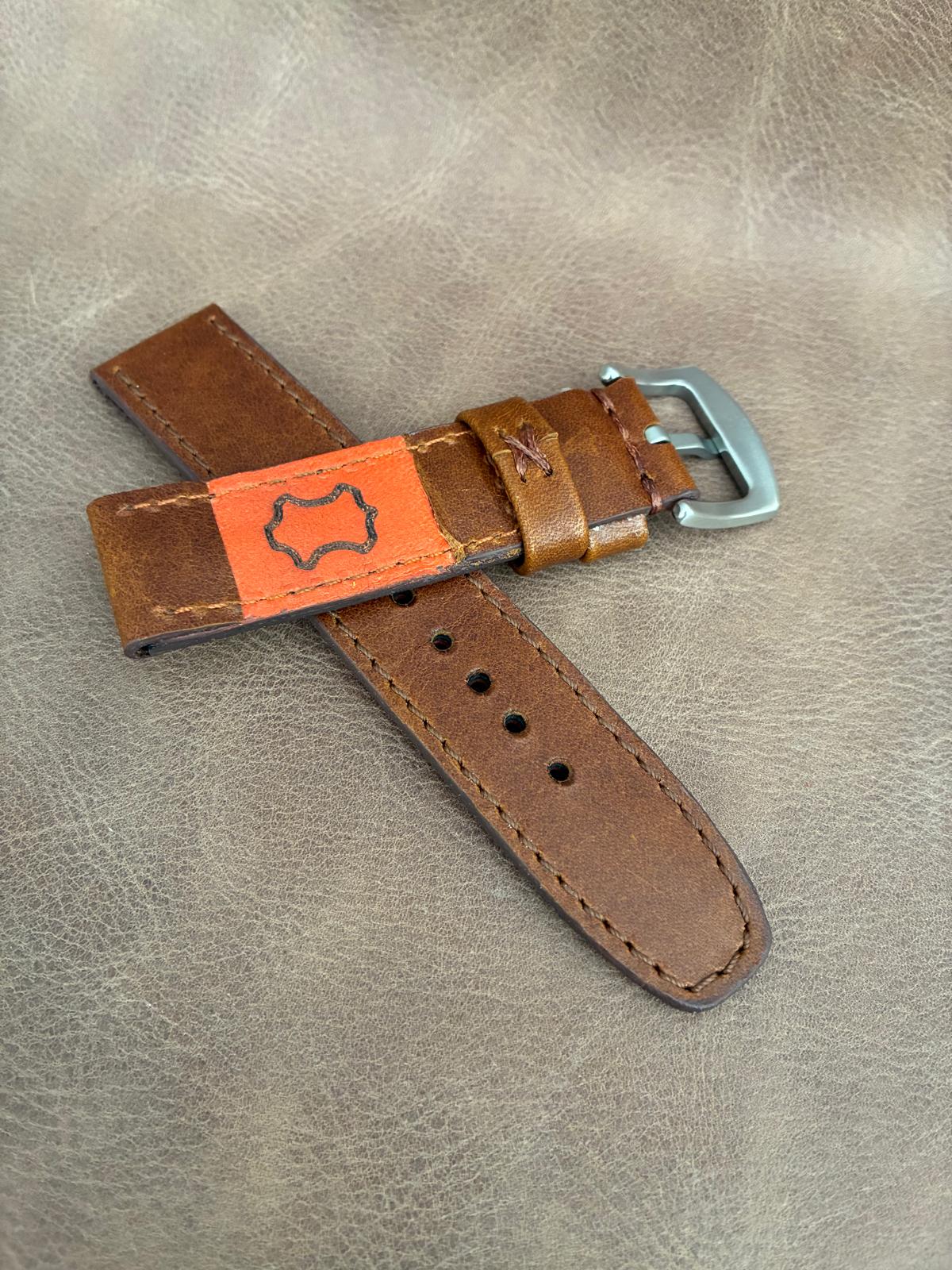 Correa de reloj artesanal 22 mm. – Hebilla negra/plateada