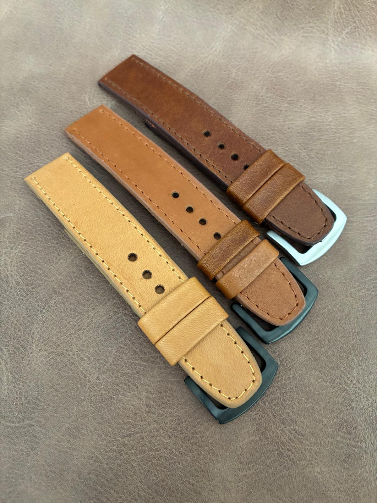 Correa de reloj artesanal 22 mm. – Hebilla negra/plateada